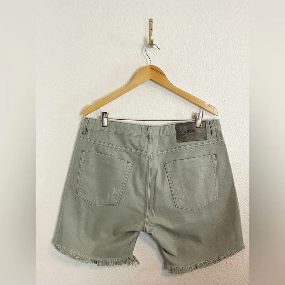 One Teaspoon Free People Stevies Long Length Boyfriend Shorts fade Khaki NWT 28
